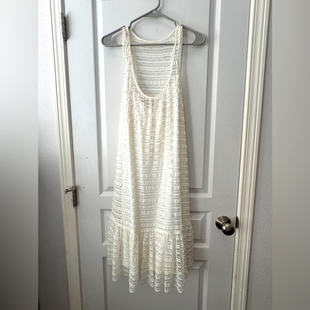 Voyage Mediterranée St Tropez White Lined Lacey Resort Summer Dress Size L